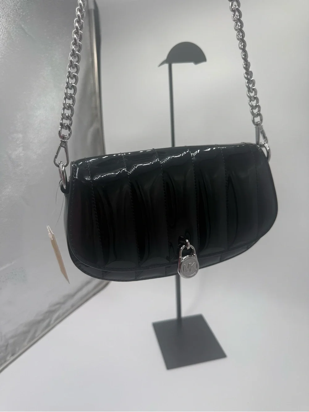 NWT Michael Kors Mila Small Convertible Crossbody in black patent leather